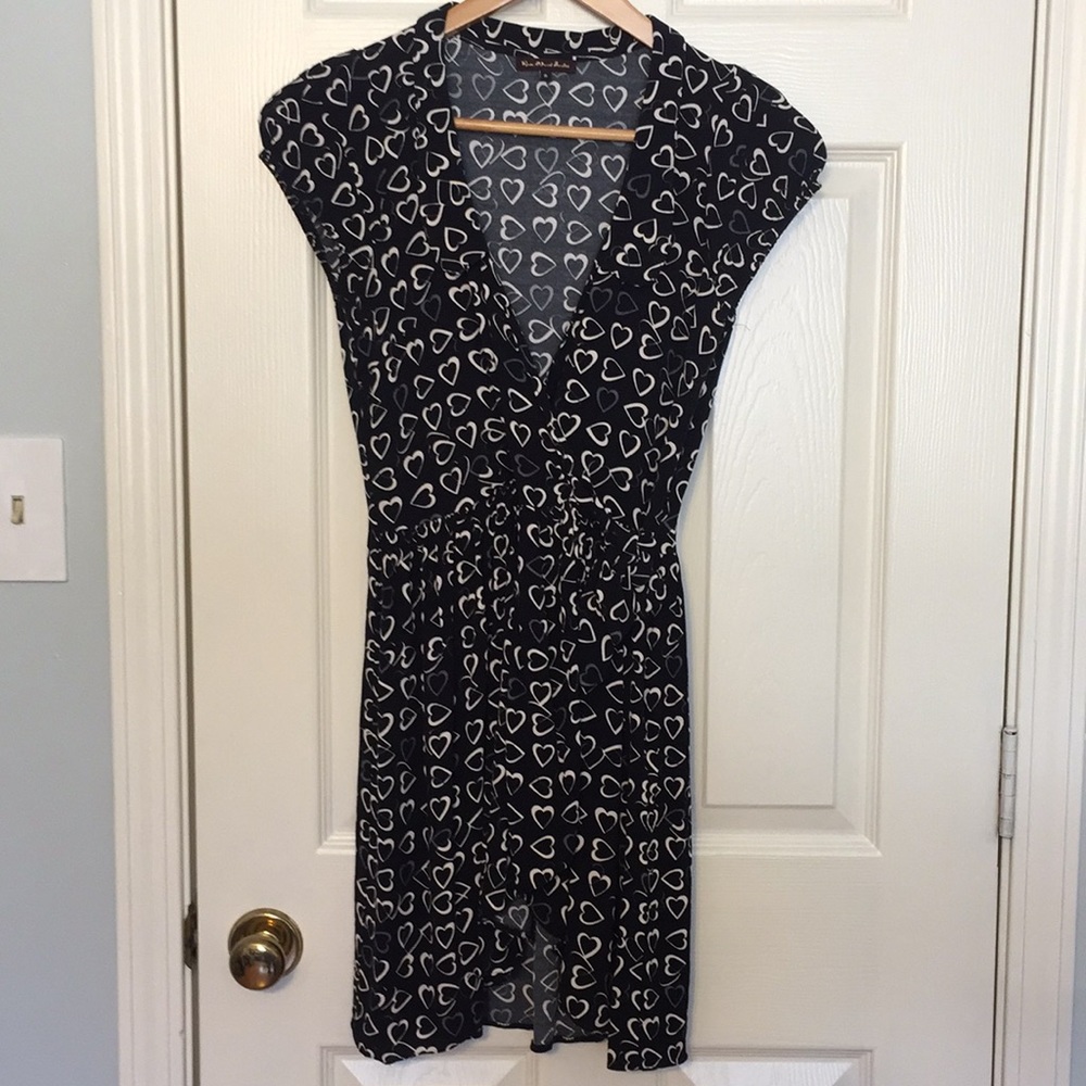 River Island Wrap Dress Hearts Print Black & White